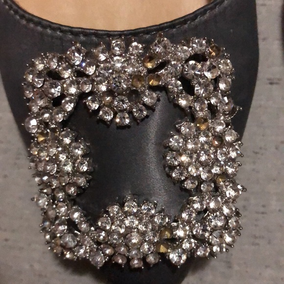 Authentic MANOLO BLAHNIK -Italy Rhinestone Gray Heeled Shoes S38 - Picture 5 of 17